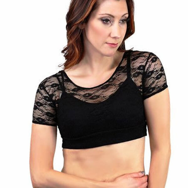 Short sleeve black lace cami