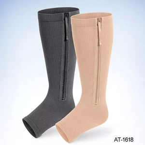 zipper compression stockings Open Toe Compression Knee High Anti-Fatigue Sock Unisex Calf Support Stocking
